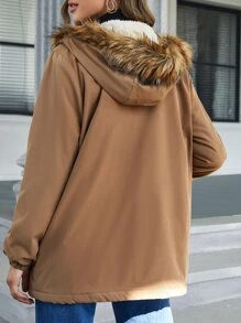 SHEIN Unity 翻蓋口袋羊羔絨襯裏連帽外套