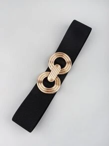 1 chiếc thắt lưng kim loại màu đen có khóa tròn co giãn, thắt lưng co giãn cho trang phục Halloween mùa hè, trường học mùa thu, mùa thu, Halloween - màu đen - Xem 6