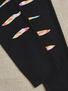 SHEIN Tween Girl Tie Dye Expression Print Pullover & Leggings - Multicolor - View 5