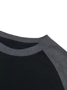 Manfinity Homme Men Color Block Raglan Sleeve Tee, Fall - Black - View 3