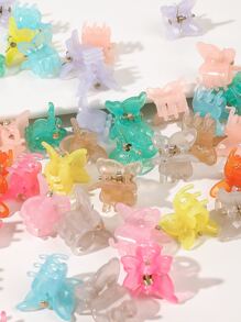 50入組迷你隨機顏色蝴蝶設計髮卡，可愛造型 - 彩色 - 查看 4