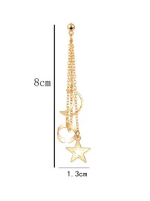 1pc Star & Moon Decor Earring - Yellow Gold - View 3