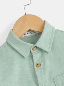 SHEIN 小男童口袋貼布襯衫不帶T恤