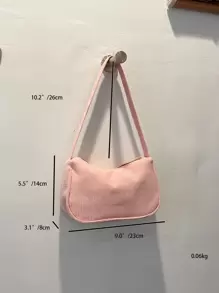 Minimalist Corduroy Hobo Bag, Perfectly Matching With Fall Outfits Women - Pink - View 3