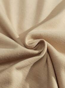 Manfinity Homme Hombres Camiseta con estampado de letra de cuello redondo - Caqui - Ver 3