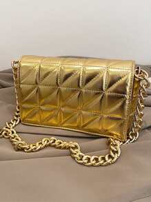 CONTAINEVERY Kim loại Quilted Chain Flap Square Bagmatching, Túi xách, Quà tặng, Trang phục, Hoàn hảo cho trang phục, Váy cưới, Trang phục trang trọng cho phụ nữ, Váy dạ hội, Váy, Váy sinh nhật, - Vàng - Xem 2