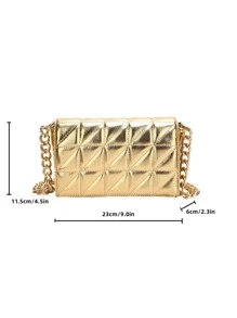 CONTAINEVERY Kim loại Quilted Chain Flap Square Bagmatching, Túi xách, Quà tặng, Trang phục, Hoàn hảo cho trang phục, Váy cưới, Trang phục trang trọng cho phụ nữ, Váy dạ hội, Váy, Váy sinh nhật, - Vàng - Xem 3