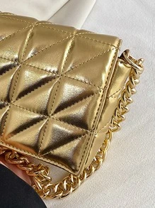 CONTAINEVERY Kim loại Quilted Chain Flap Square Bagmatching, Túi xách, Quà tặng, Trang phục, Hoàn hảo cho trang phục, Váy cưới, Trang phục trang trọng cho phụ nữ, Váy dạ hội, Váy, Váy sinh nhật, - Vàng - Xem 6