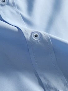 Manfinity Mode Men Plaid Pocket Front Shirt - Baby Blue - View 7