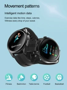 1pc Heart Rate Monitoring Smart Watch - Black - View 6