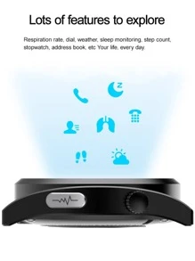 1pc Heart Rate Monitoring Smart Watch - Black - View 7