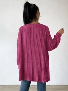 SHEIN Essnce Open Front Drop Shoulder Coat - Hot Pink - View 2