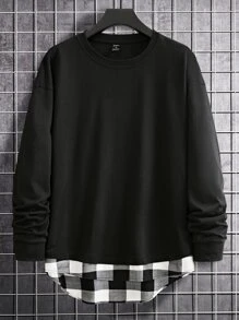 Manfinity Men Buffalo Plaid Drop Shoulder Tee - Black - View 1