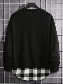 Manfinity Men Buffalo Plaid Drop Shoulder Tee - Black - View 2