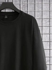 Manfinity Men Buffalo Plaid Drop Shoulder Tee - Black - View 4