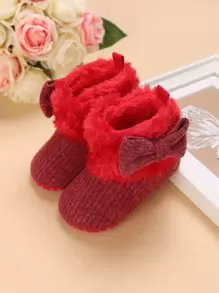 Bebé Botas con diseño de lazo - Rojo - Ver 1