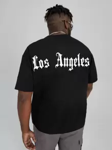 Manfinity EMRG Men Plus Letter Graphic Tee - Black - View 1