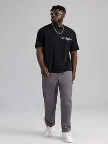 Manfinity EMRG Men Plus Letter Graphic Tee - Black - View 3