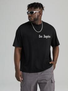 Manfinity EMRG Men Plus Letter Graphic Tee - Black - View 4