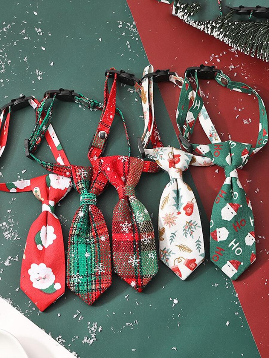1pc Random Christmas Cartoon Graphic Pet Tie - Multicolor - View 1