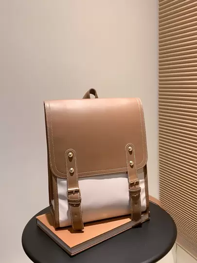 扣飾和鉚釘裝飾翻蓋背包