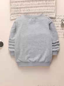 SHEIN Chàng trai trẻ In Khủng long Áo nỉ - Xám - Xem 2