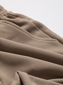 DAZY Elastic Waist Slant Pocket Trousers - Camel - View 3