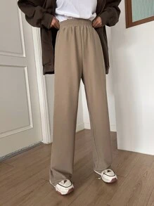 DAZY Elastic Waist Slant Pocket Trousers - Camel - View 4