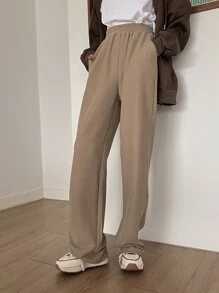 DAZY Elastic Waist Slant Pocket Trousers - Camel - View 5