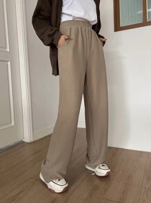 DAZY Elastic Waist Slant Pocket Trousers - Camel - View 6