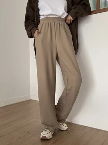 DAZY Elastic Waist Slant Pocket Trousers - Camel - View 7