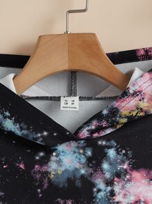 SHEIN Tween Girl Galaxy Print Drop Shoulder Sweatshirt - Multicolor - View 3