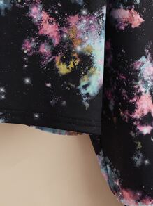 SHEIN Tween Girl Galaxy Print Drop Shoulder Sweatshirt - Multicolor - View 4