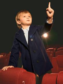 小男童雙排釦西裝領花呢外套