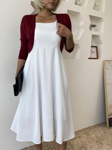 AAmilife Solid Open Front Crop Cardigan - Burgundy - View 6