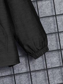 SHEIN 男孩袋鼠口袋半排扣連帽襯衫