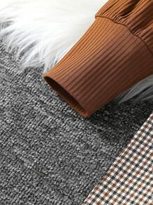 Girls Mock Neck Tee & Gingham Trousers - Multicolor - View 5