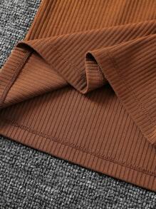 Girls Mock Neck Tee & Gingham Trousers - Multicolor - View 7