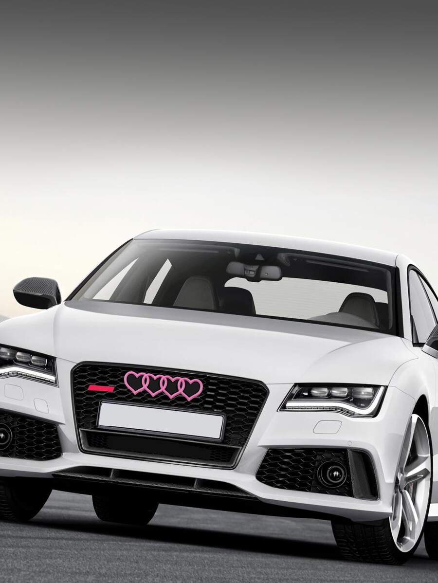 Hình dán xe hơi in hình trái tim 1pc - Hồng - Xem 1