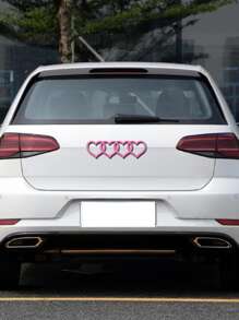 Hình dán xe hơi in hình trái tim 1pc - Hồng - Xem 2