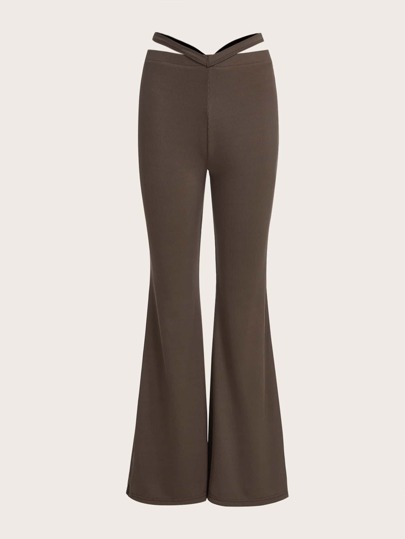 Pantaloni a zampa con vita tagliata