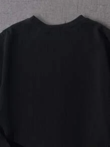 SHEIN Tween Boy Letter Graphic T-Shirt, Classic Letter Print, Simple Casual Style, Suitable For Various Occasions, Comfortable Fabricholiday,Summer,Travel,Getaway - Black - View 5