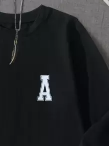 SHEIN Tween Boy Letter Graphic T-Shirt, Classic Letter Print, Simple Casual Style, Suitable For Various Occasions, Comfortable Fabricholiday,Summer,Travel,Getaway - Black - View 6