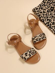 Leopard Print Ankle Strap Sandals - Multicolor - View 4