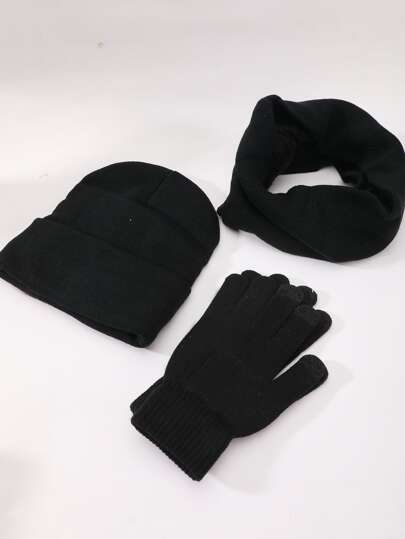 قبعة صغيرة موحدة اللون مبطن بالصوف و قفازات مع وشاح غير منتهري
