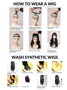 Long Body Wave Synthetic Wig With Bangs - Black - View 3