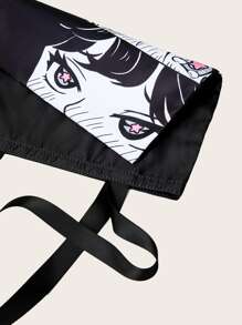 ROMWE Bolsa de compras con estampado de figura - Negro - Ver 6
