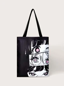 ROMWE Bolsa de compras con estampado de figura - Negro - Ver 5