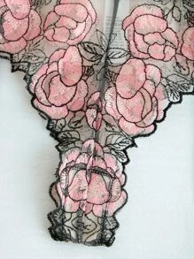 5pack Embroidery Mesh Underwire Garter Lingerie Set & Leg Rings - Multicolor - View 4