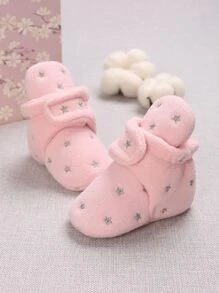 Baby Star Embroidery Hook-and-loop Fastener Strap Boots - Pink - View 4
